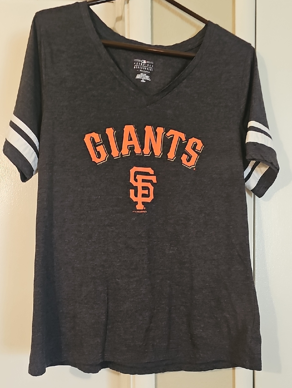 5th & Ocean San Francisco Giants Dark Gray V-Neck Tee with Orange Logo